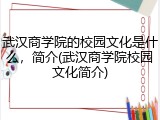 武汉商学院的校园文化是什么，简介(武汉商学院校园文化简介)