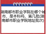 湖南都市职业学院在哪个城市，是本科吗，第几批(湖南都市职业学院地址批次)