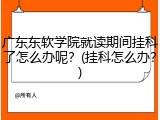 广东东软学院就读期间挂科了怎么办呢？(挂科怎么办？)