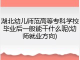 湖北幼儿师范高等专科学校毕业后一般能干什么呢(幼师就业方向)