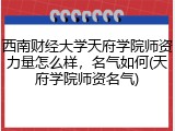 西南财经大学天府学院师资力量怎么样，名气如何(天府学院师资名气)