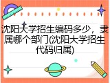 沈阳大学招生编码多少，隶属哪个部门(沈阳大学招生代码归属)