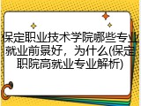 保定职业技术学院哪些专业就业前景好，为什么(保定职院高就业专业解析)