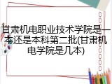 甘肃机电职业技术学院是一本还是本科第二批(甘肃机电学院是几本)
