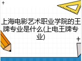 上海电影艺术职业学院的王牌专业是什么(上电王牌专业)