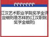 江汉艺术职业学院奖学金评定细则是怎样的(江汉职院奖学金细则)