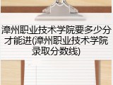 漳州职业技术学院要多少分才能进(漳州职业技术学院录取分数线)