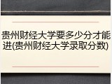 贵州财经大学要多少分才能进(贵州财经大学录取分数)