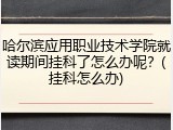 哈尔滨应用职业技术学院就读期间挂科了怎么办呢？(挂科怎么办)