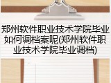 郑州软件职业技术学院毕业如何调档案呢(郑州软件职业技术学院毕业调档)