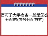 石河子大学宿舍一般是怎么分配的(宿舍分配方式)