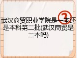 武汉商贸职业学院是一本还是本科第二批(武汉商贸是二本吗)