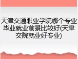 天津交通职业学院哪个专业毕业就业前景比较好(天津交院就业好专业)