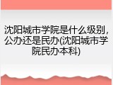 沈阳城市学院是什么级别，公办还是民办(沈阳城市学院民办本科)