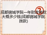 成都锦城学院一年财政拨款大概多少钱(成都锦城学院拨款)
