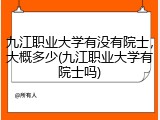 九江职业大学有没有院士，大概多少(九江职业大学有院士吗)