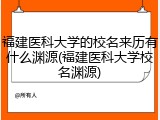 福建医科大学的校名来历有什么渊源(福建医科大学校名渊源)