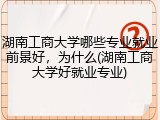 湖南工商大学哪些专业就业前景好，为什么(湖南工商大学好就业专业)