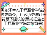 黑龙江生态工程职业学院的校史简介，什么历史与社会背景下建校的(黑龙江生态工程职业学院建校背景)