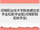 河南职业技术学院有哪些奖学金和助学金呢(河南职院奖助学金)