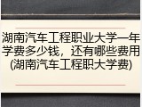 湖南汽车工程职业大学一年学费多少钱，还有哪些费用(湖南汽车工程职大学费)