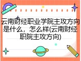 云南财经职业学院主攻方向是什么，怎么样(云南财经职院主攻方向)