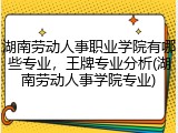 湖南劳动人事职业学院有哪些专业，王牌专业分析(湖南劳动人事学院专业)