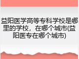 益阳医学高等专科学校是哪里的学校，在哪个城市(益阳医专在哪个城市)
