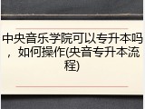 中央音乐学院可以专升本吗，如何操作(央音专升本流程)