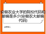安徽农业大学的院校代码和邮编是多少(安徽农大邮编代码)