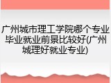 广州城市理工学院哪个专业毕业就业前景比较好(广州城理好就业专业)