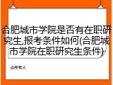 合肥城市学院是否有在职研究生,报考条件如何(合肥城市学院在职研究生条件)