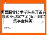 闽西职业技术学院共开设有哪些类型奖学金(闽西职院奖学金种类)