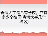 青海大学是否有分校，共有多少个校区(青海大学几个校区)