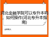 河北金融学院可以专升本吗，如何操作(河北专升本指南)