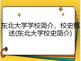 东北大学学校简介，校史概述(东北大学校史简介)