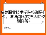 东莞职业技术学院校训是什么，详细阐述(东莞职院校训详解)