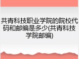 共青科技职业学院的院校代码和邮编是多少(共青科技学院邮编)