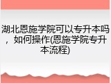 湖北恩施学院可以专升本吗，如何操作(恩施学院专升本流程)