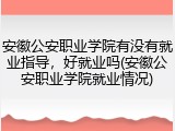安徽公安职业学院有没有就业指导，好就业吗(安徽公安职业学院就业情况)