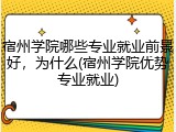 宿州学院哪些专业就业前景好，为什么(宿州学院优势专业就业)