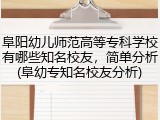 阜阳幼儿师范高等专科学校有哪些知名校友，简单分析(阜幼专知名校友分析)