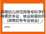 湖南幼儿师范高等专科学校有哪些专业，就业前景如何(湖南幼专专业就业)