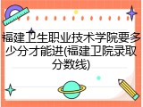 福建卫生职业技术学院要多少分才能进(福建卫院录取分数线)