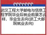 武汉工程大学邮电与信息工程学院毕业后就业前景怎么样，毕业生去向(武工大邮院就业去向)