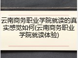 云南商务职业学院就读的真实感觉如何(云南商务职业学院就读体验)