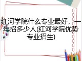 红河学院什么专业最好，一年招多少人(红河学院优势专业招生)