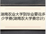 湖南农业大学到毕业要花多少学费(湖南农大学费总计)