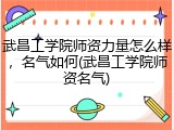 武昌工学院师资力量怎么样，名气如何(武昌工学院师资名气)