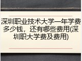 深圳职业技术大学一年学费多少钱，还有哪些费用(深圳职大学费及费用)
